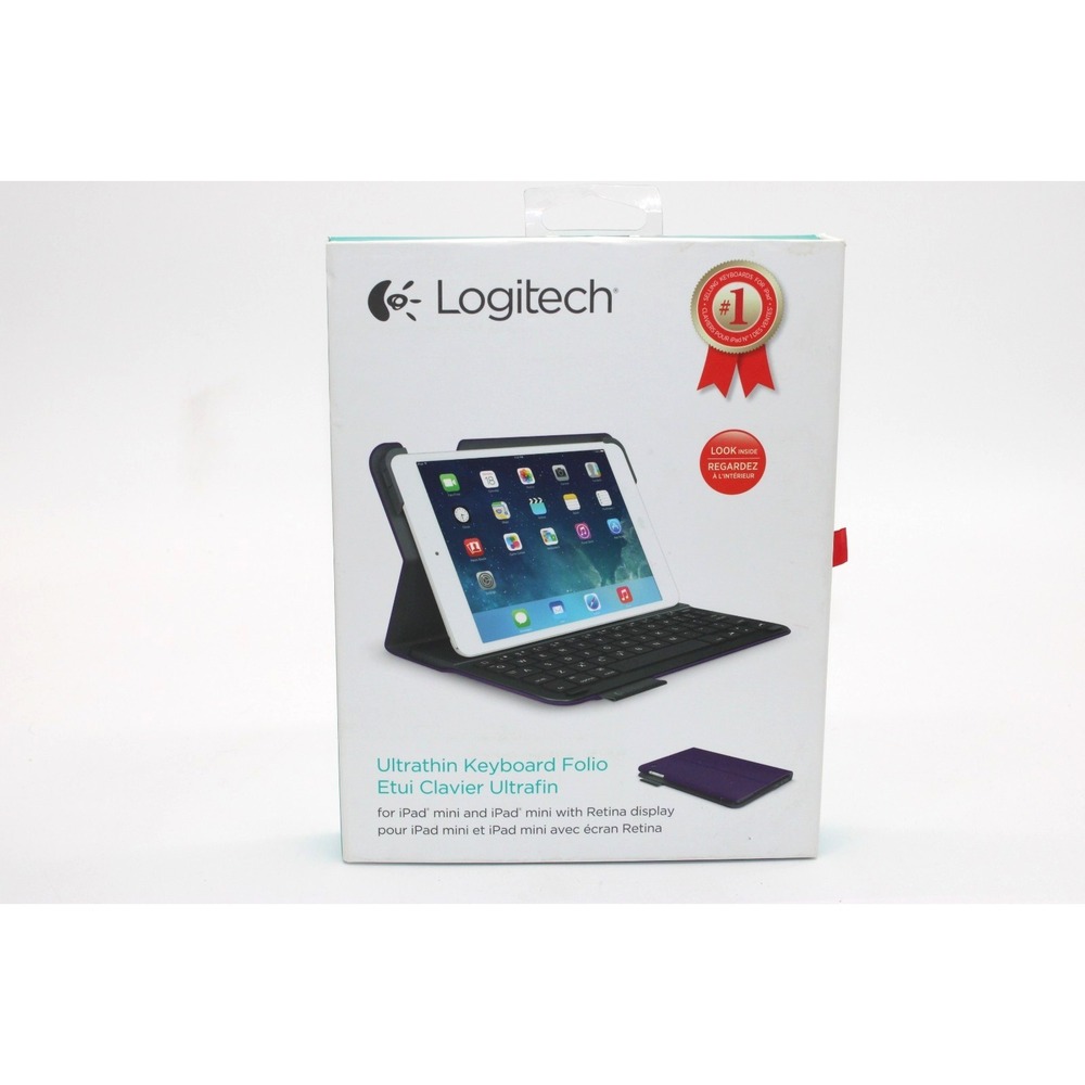 Logitech Ultra Thin Keyboard Mini For iPad Mini Purple with USB Cable & Case
